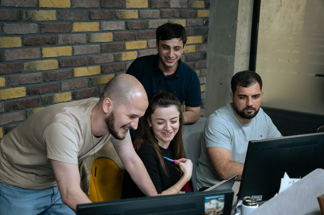 corporate team using ai software